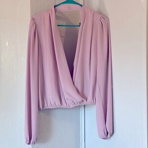 🌸4/$40 Light Purple Flowy Long Sleeve Plunge Neckline Top